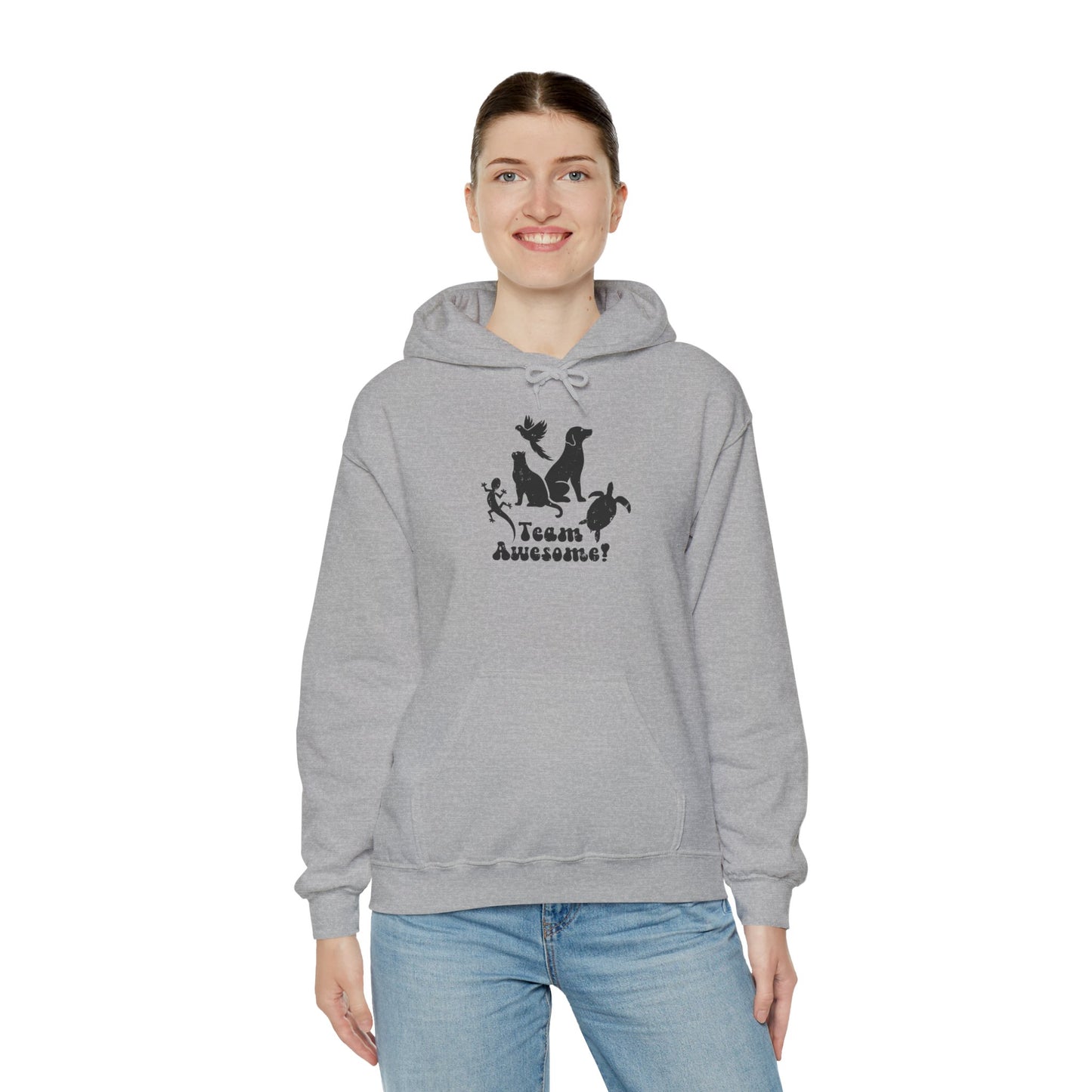 Unisex Animal Lover Lizard Cat Bird Dog Turtle Team Awesome Hooded Sweatshirt