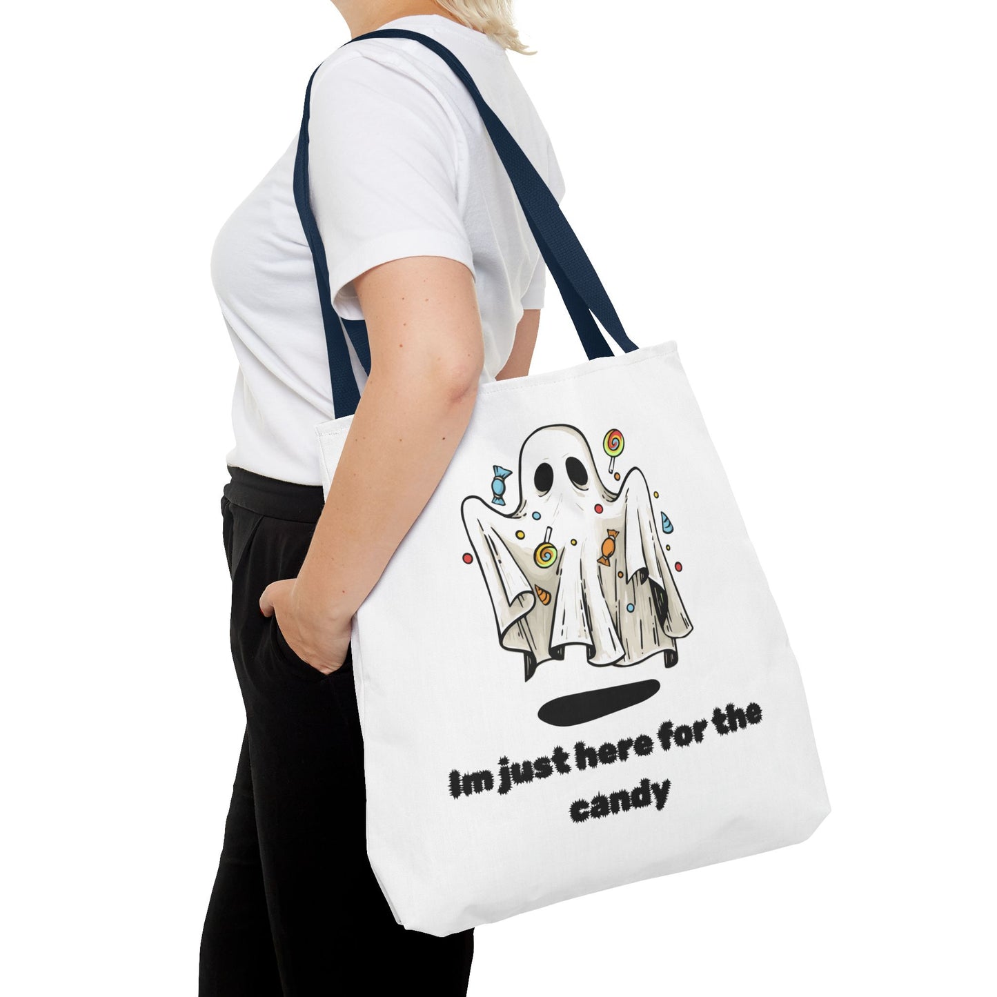 Cute Ghost Halloween Lover Spooky Season Trick or Treating Candy Bag Fall Themed Reusable Lunch Tote Bag