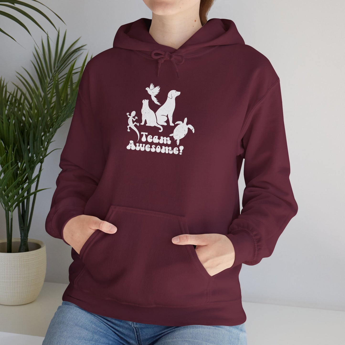 Unisex Animal Lover Lizard Cat Bird Dog Turtle Team Awesome Hooded Sweatshirt