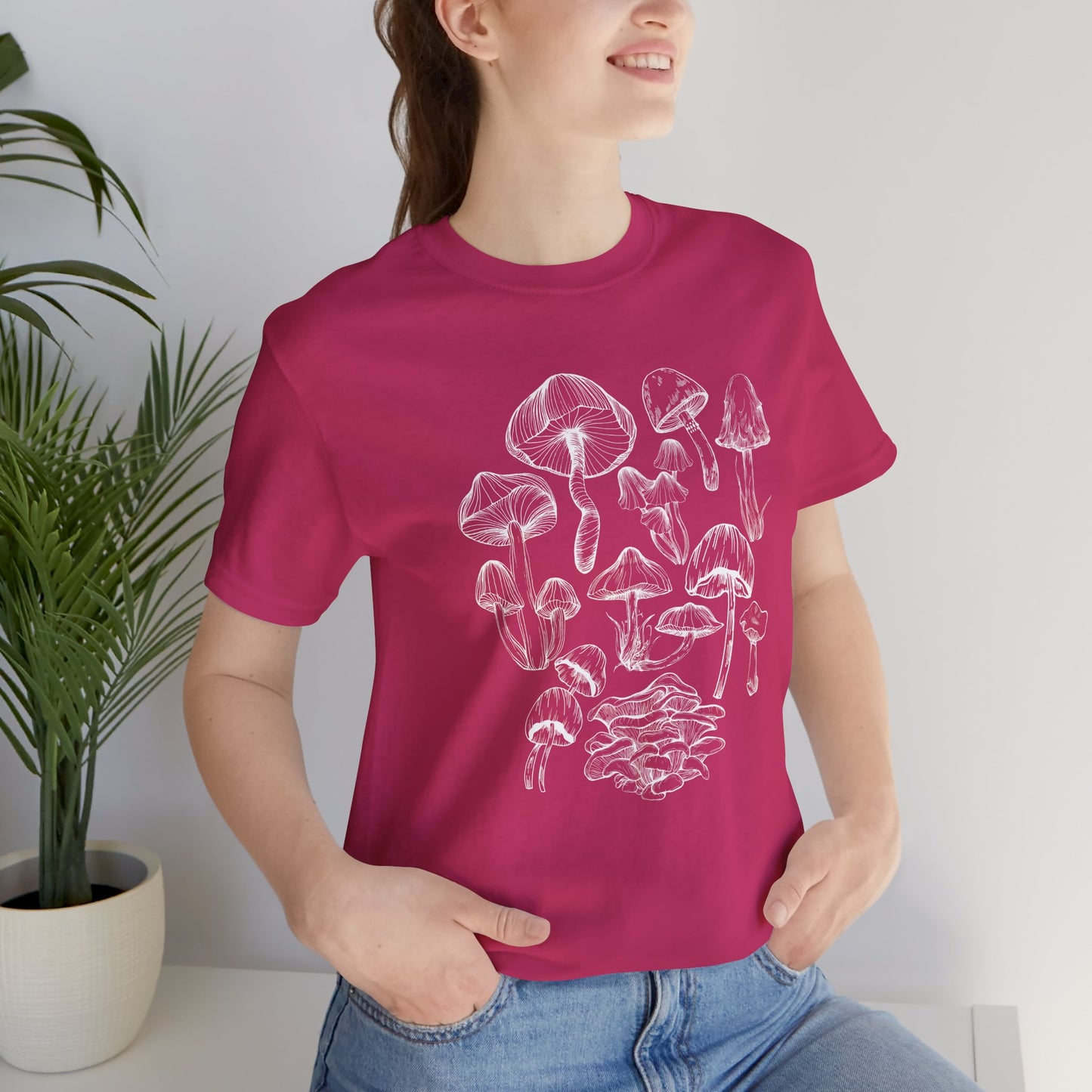 Unisex Mushroom Lover Fungi Print Toadstool T-Shirt
