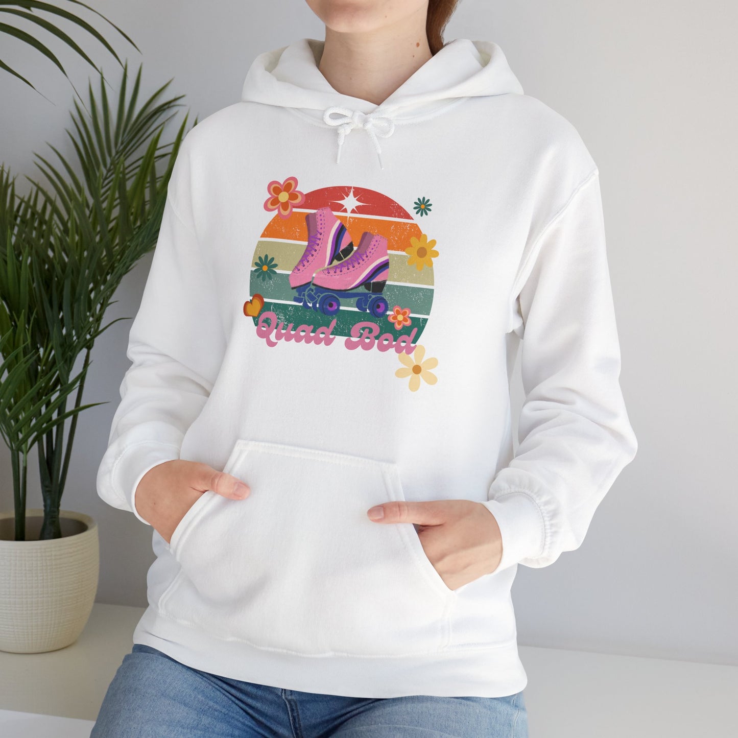 Unisex Heavy Blend™ Quad Bod Retro Vibes Rollerskater Hooded Sweatshirt