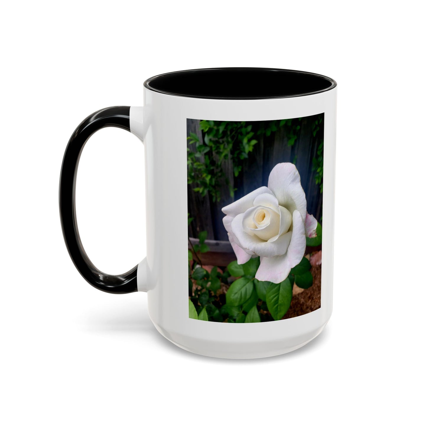 11oz/15oz Garden Themed White Sugar Moon Hybrid Tea Roses Coffee Mug