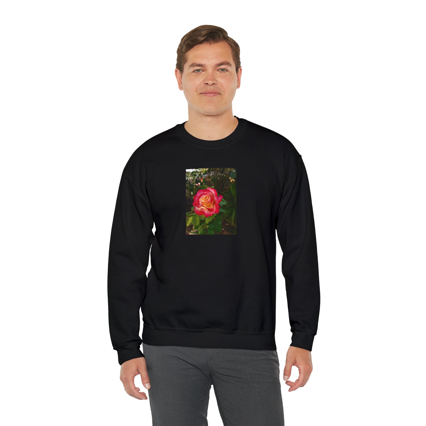 Unisex Gardening Sweatshirt Double Delight Rose Print