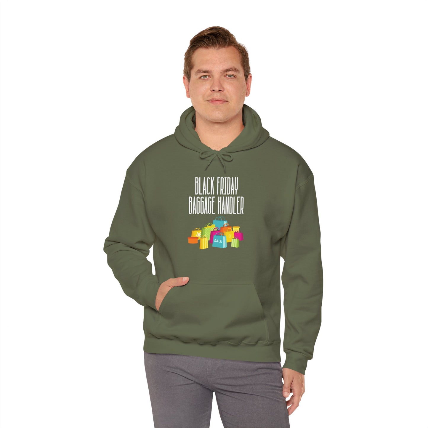 Unisex Heavy Blend™ Black Friday Christmas Sales Baggage Handler Shopping Sales Hooded Sweatshirt