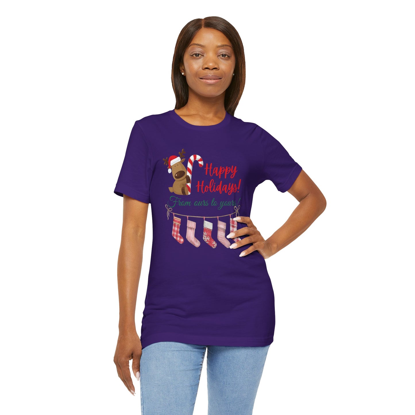 Unisex Jersey Short Sleeve Happy Holidays From Ours To Yours T-Shirt