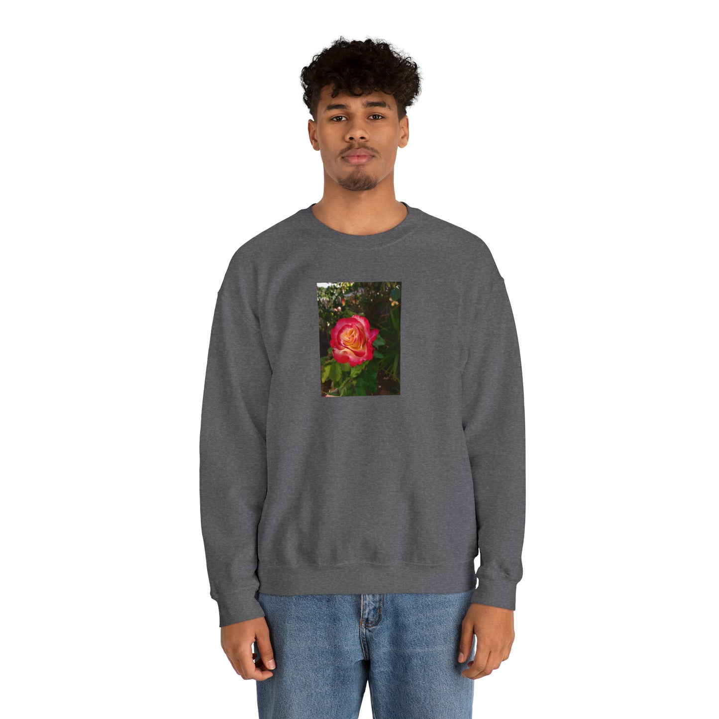 Unisex Gardening Sweatshirt Double Delight Rose Print