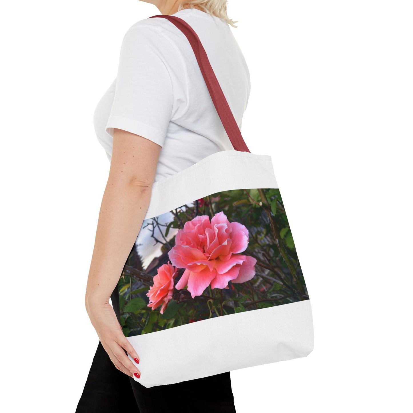 Unisex Garden Themed Double Delight Roses Reusable Tote Bag
