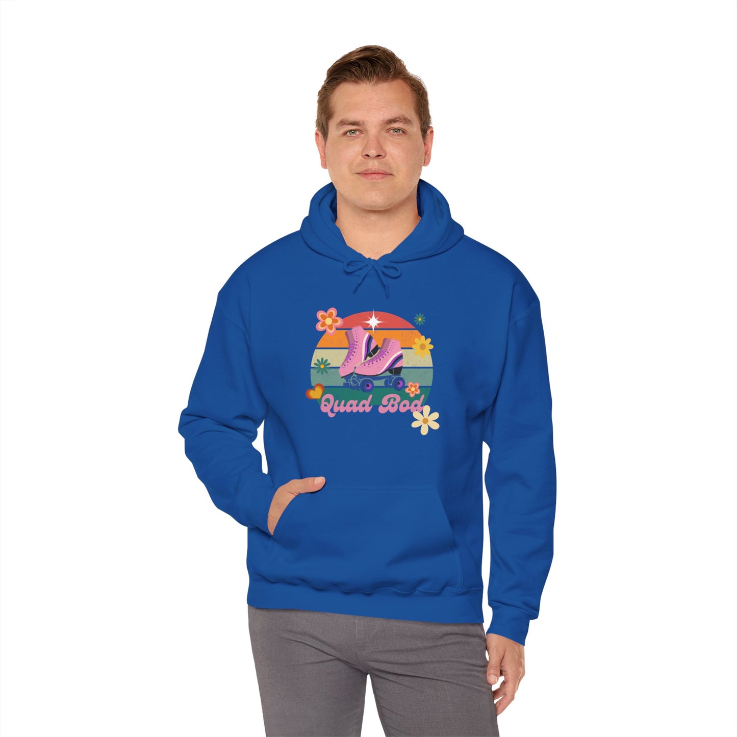 Unisex Heavy Blend™ Quad Bod Retro Vibes Rollerskater Hooded Sweatshirt