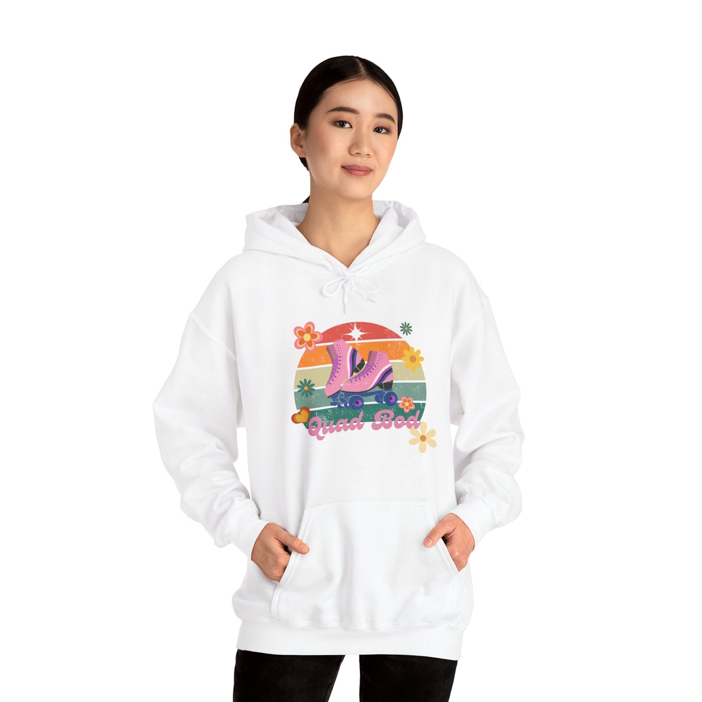 Unisex Heavy Blend™ Quad Bod Retro Vibes Rollerskater Hooded Sweatshirt