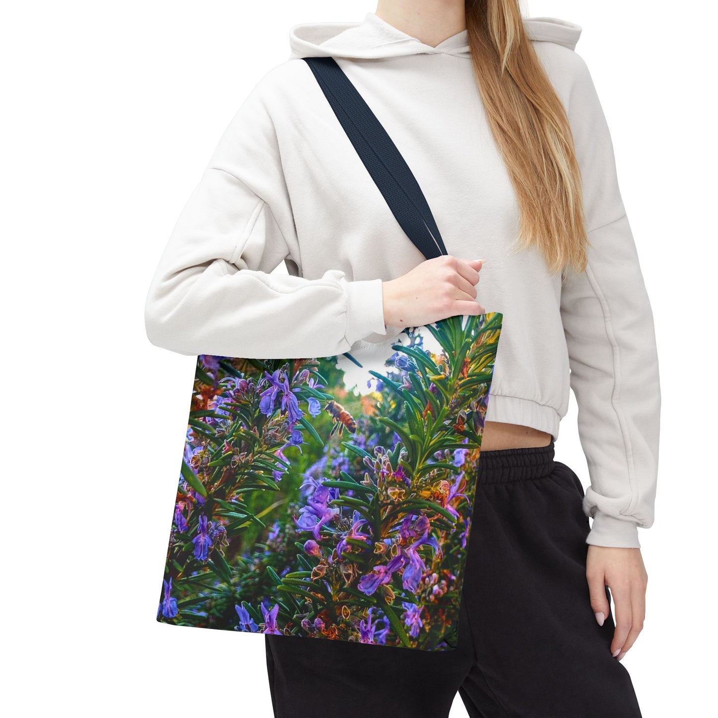 Garden Themed Bee and Rosemary Tote Bag