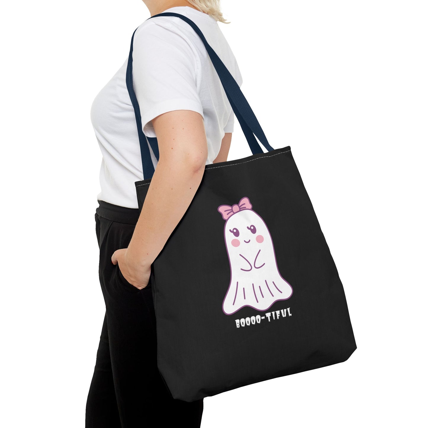 Cute Ghost Halloween Lover Spooky Season Trick or Treating Candy Bag Fall Themed Reusable Lunch Tote Bag