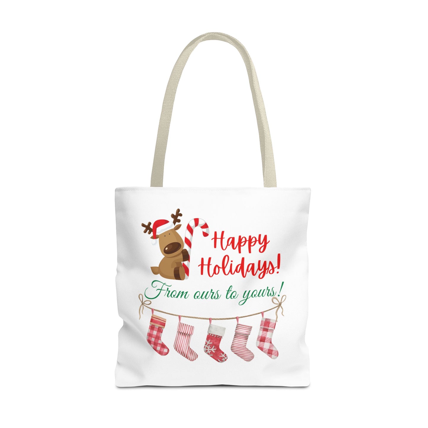 Unisex Happy Holidays From Ours To Yours Christmas Stockings and Dog Tote Bag