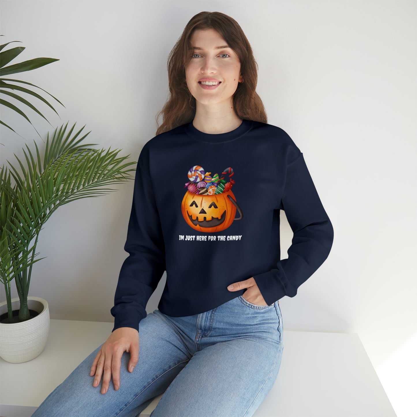 Unisex Im Just Here For The Candy Pumpkin Sweatshirt