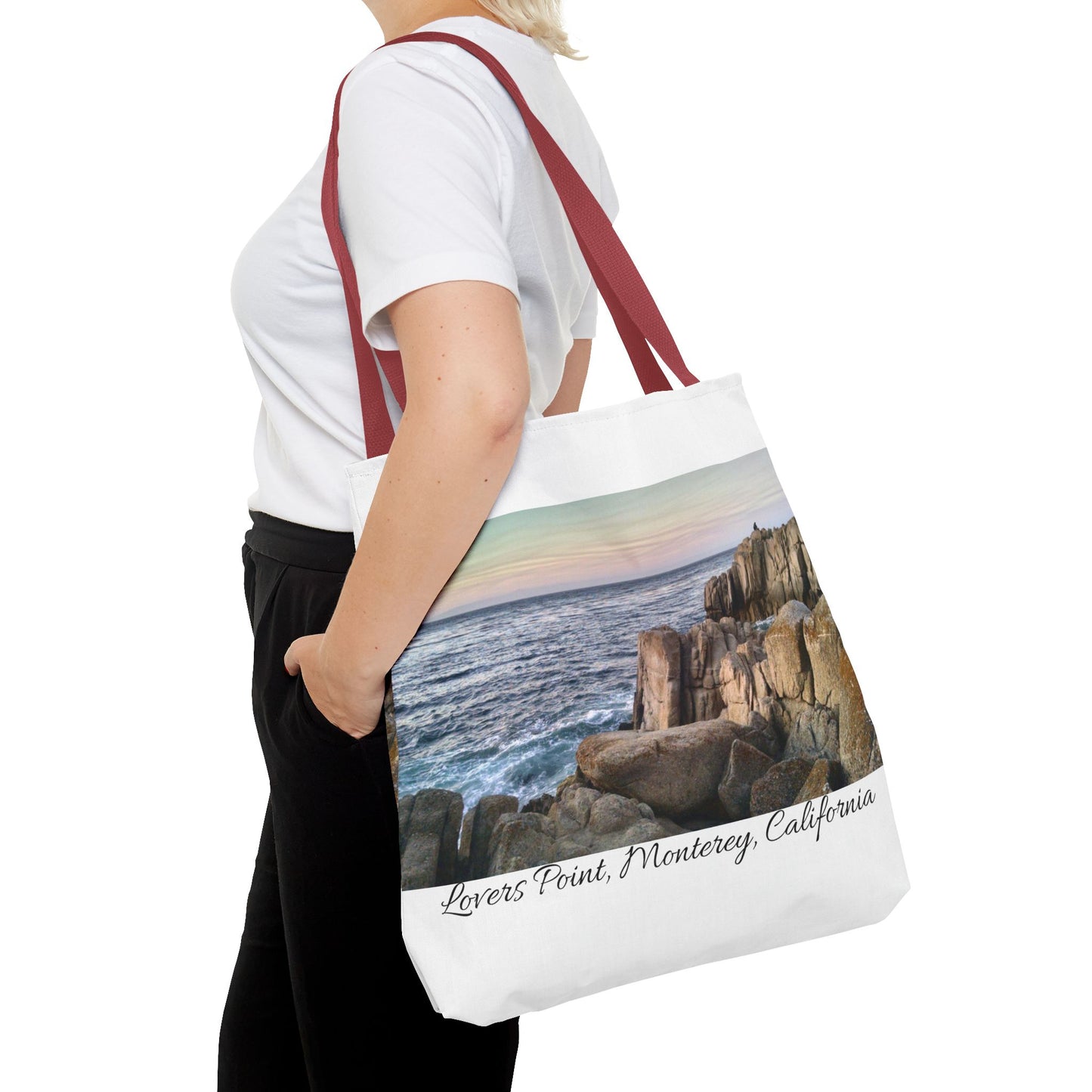 Unisex Travel Tote Bag Monterey California Scenic View Lovers Point Bay Area Keepsake Tote Bag Ocean View Nature Inspired Travel Gift Idea