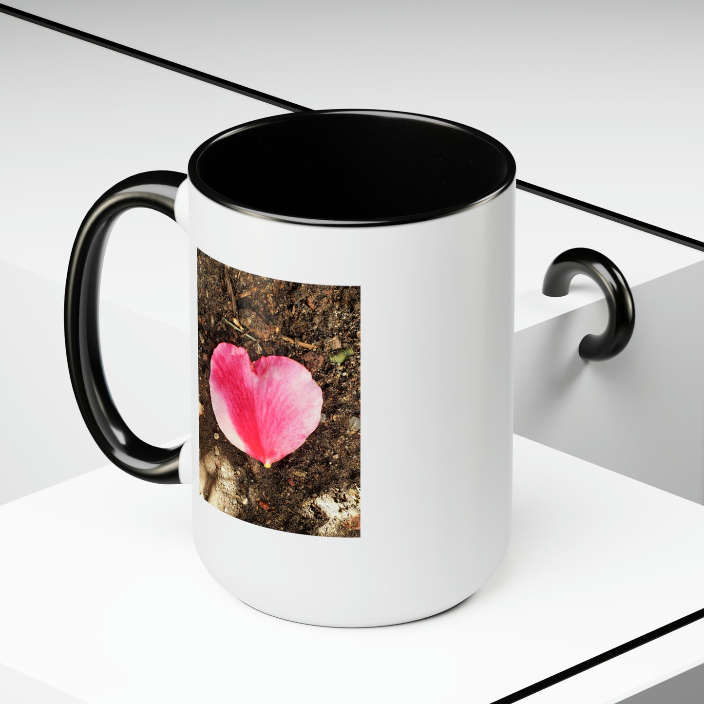 15oz Garden Themed Double Delight Heart Shaped Rose Petal Coffee Mug