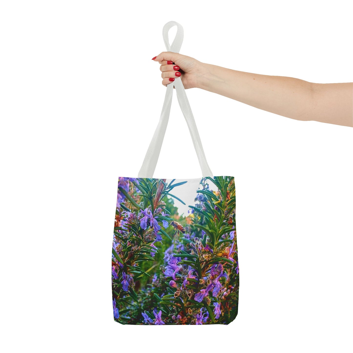 Garden Themed Bee Tote Bag Gardening Tote Gardening Bee Gift Idea Rosemary Gift For Gardener Rosemary and Bee Bag Rosemary Bee Pollinating