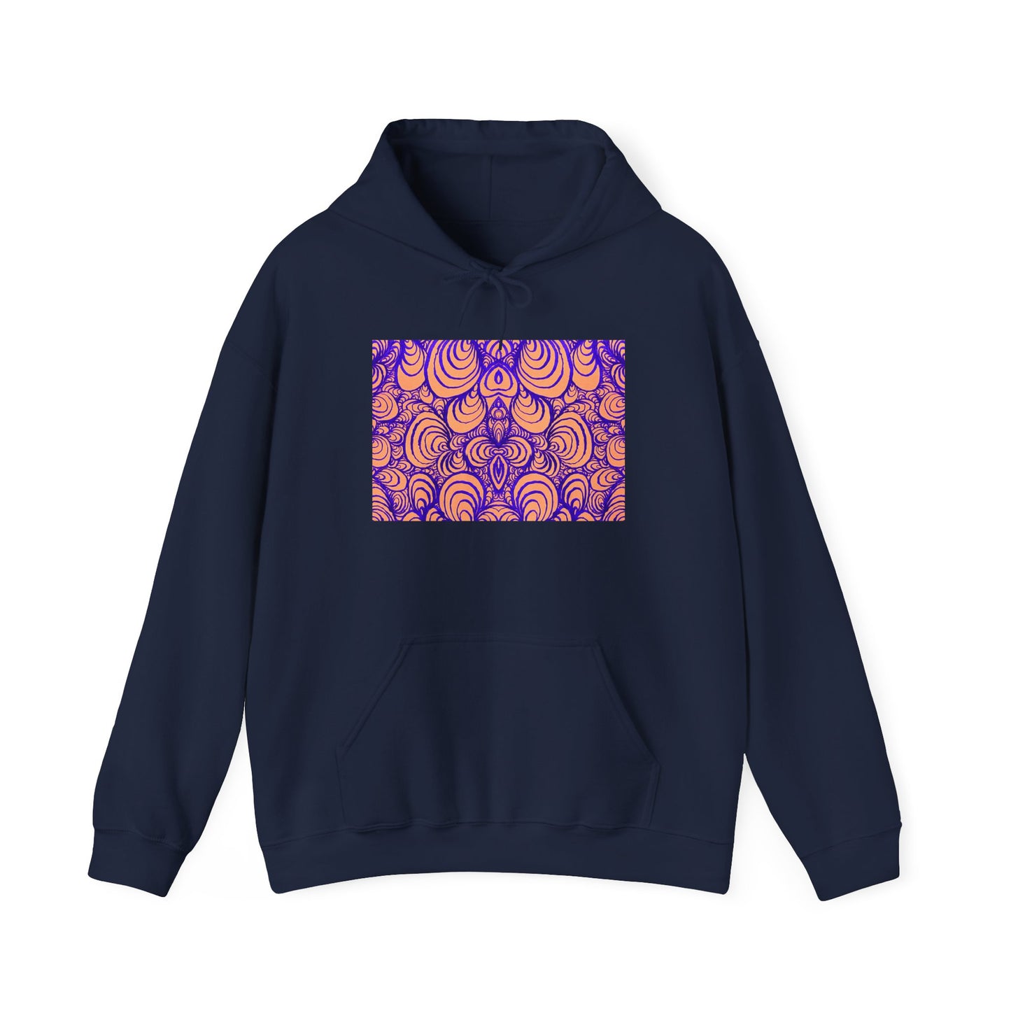 Unisex Heavy Blend™ Original Minimalist Line Art Hooded Sweatshirt - Puzzle Panels 1 Color Pop Run