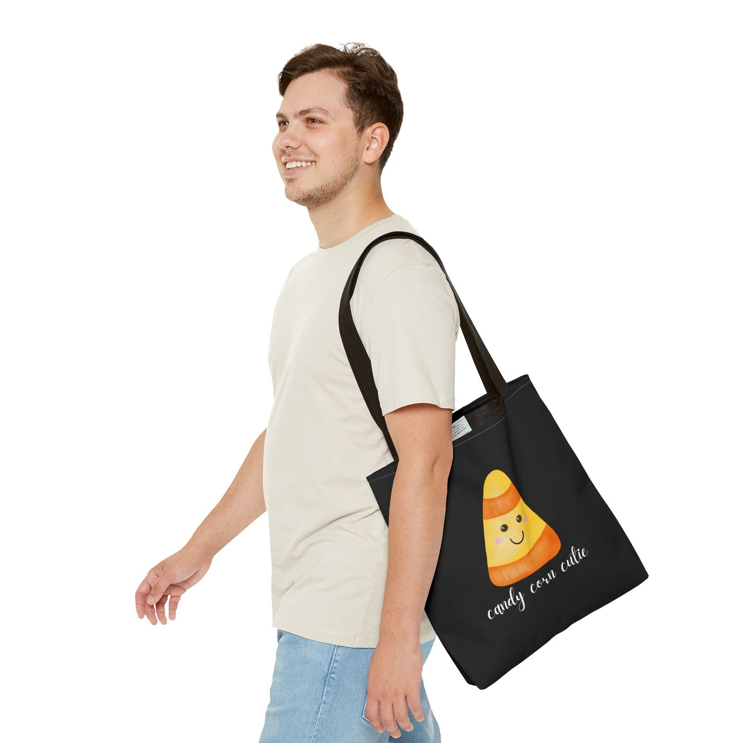 Cute Candy Corn Halloween Tote Bag Spooky Season Tote Trick or Treating Candy Bag Fall Themed Reusable Lunch Tote