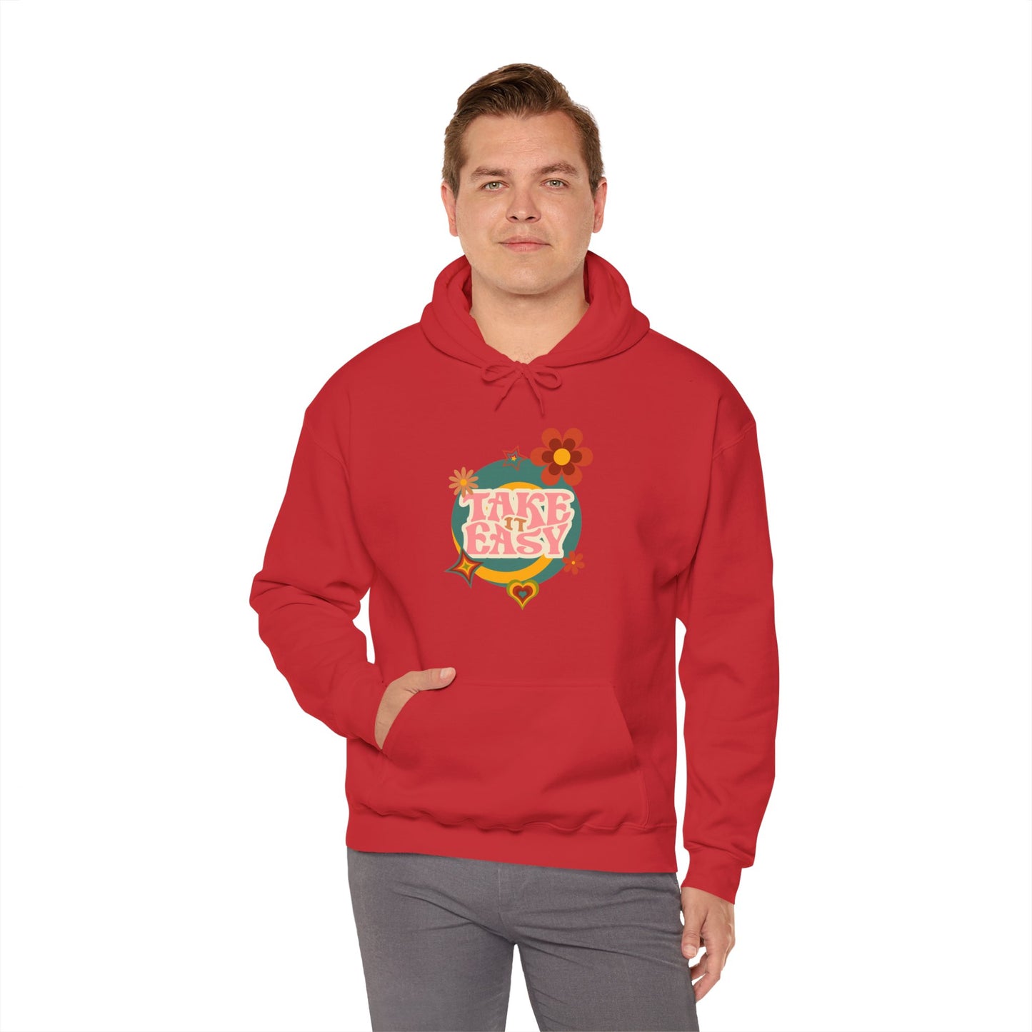 Unisex Heavy Blend™ Retro Vibes Take It Easy Hooded Sweatshirt