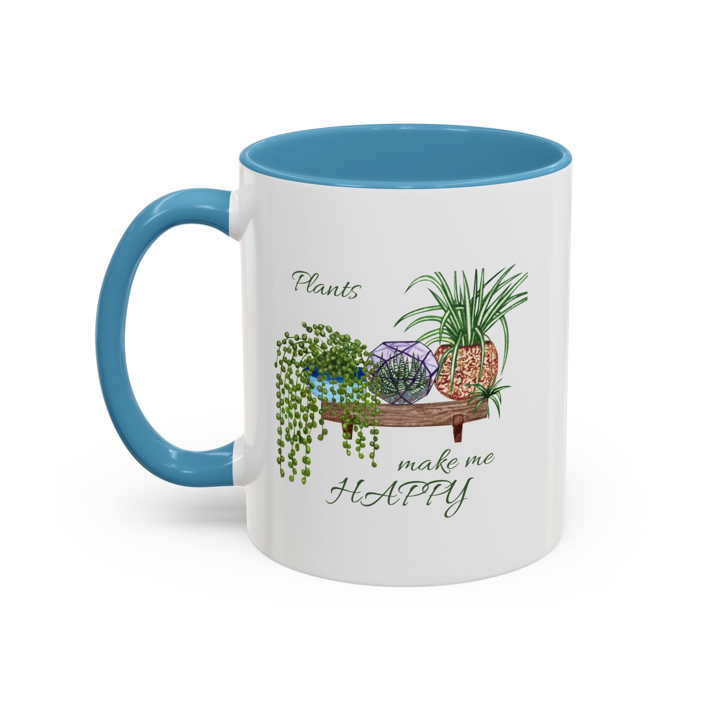 11oz Garden Themed Plants Make Me Happy Two Tone Coffee Mug