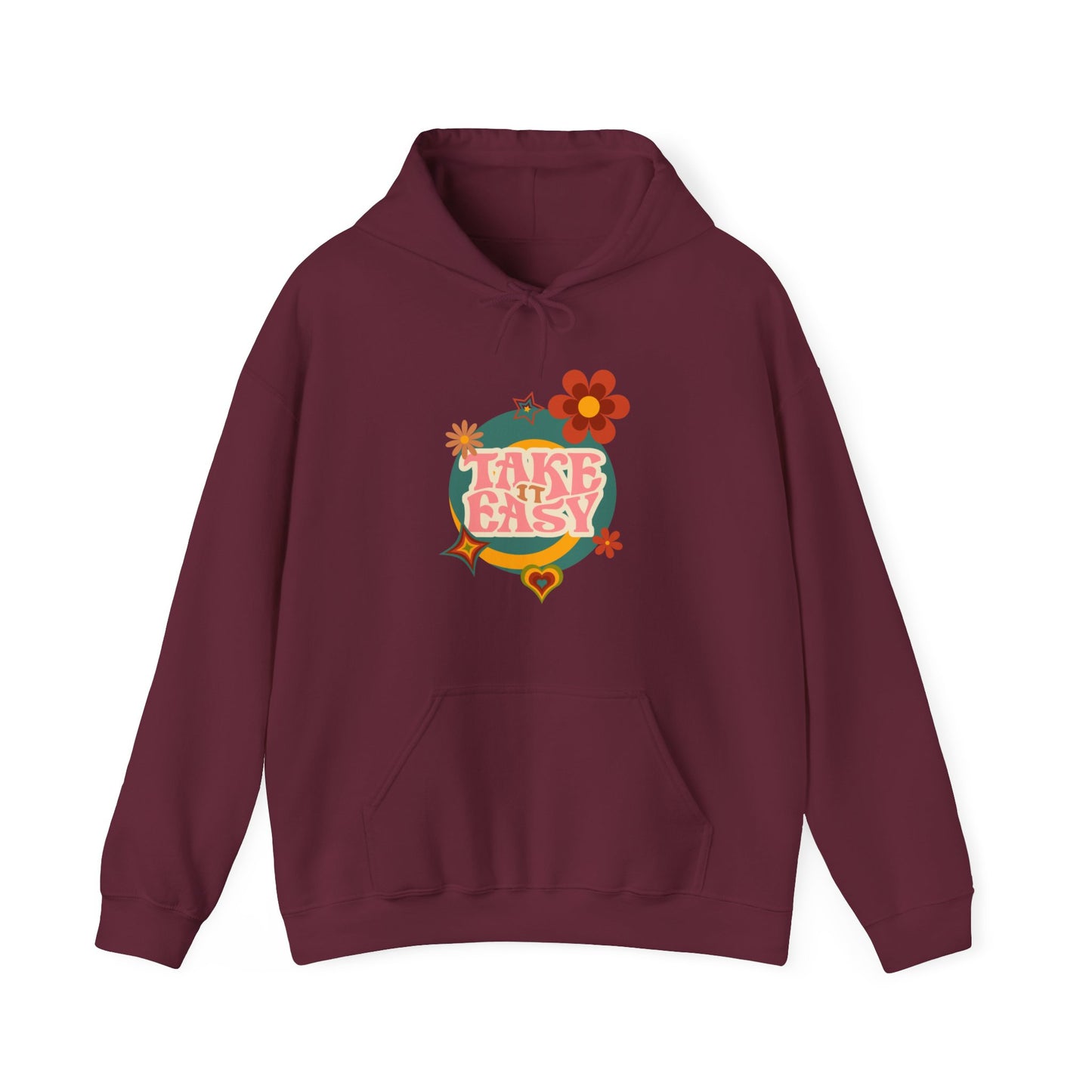 Unisex Heavy Blend™ Retro Vibes Take It Easy Hooded Sweatshirt