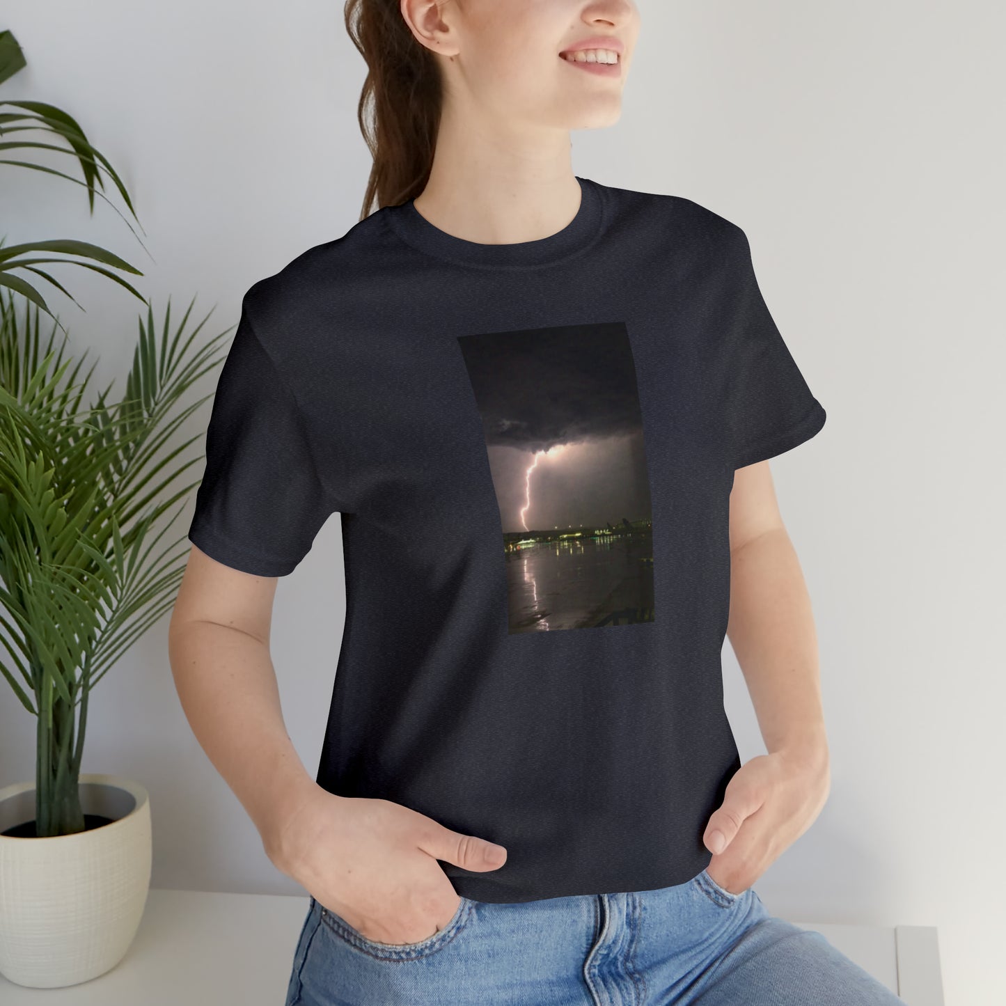 Unisex Lightning Bolt T-Shirt Rough Photo Print Caught Outisde