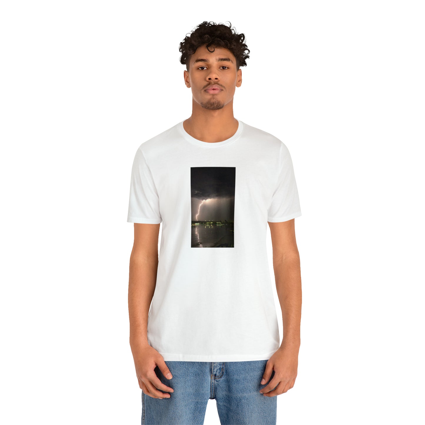 Unisex Lightning Bolt T-Shirt Rough Photo Print Caught Outisde