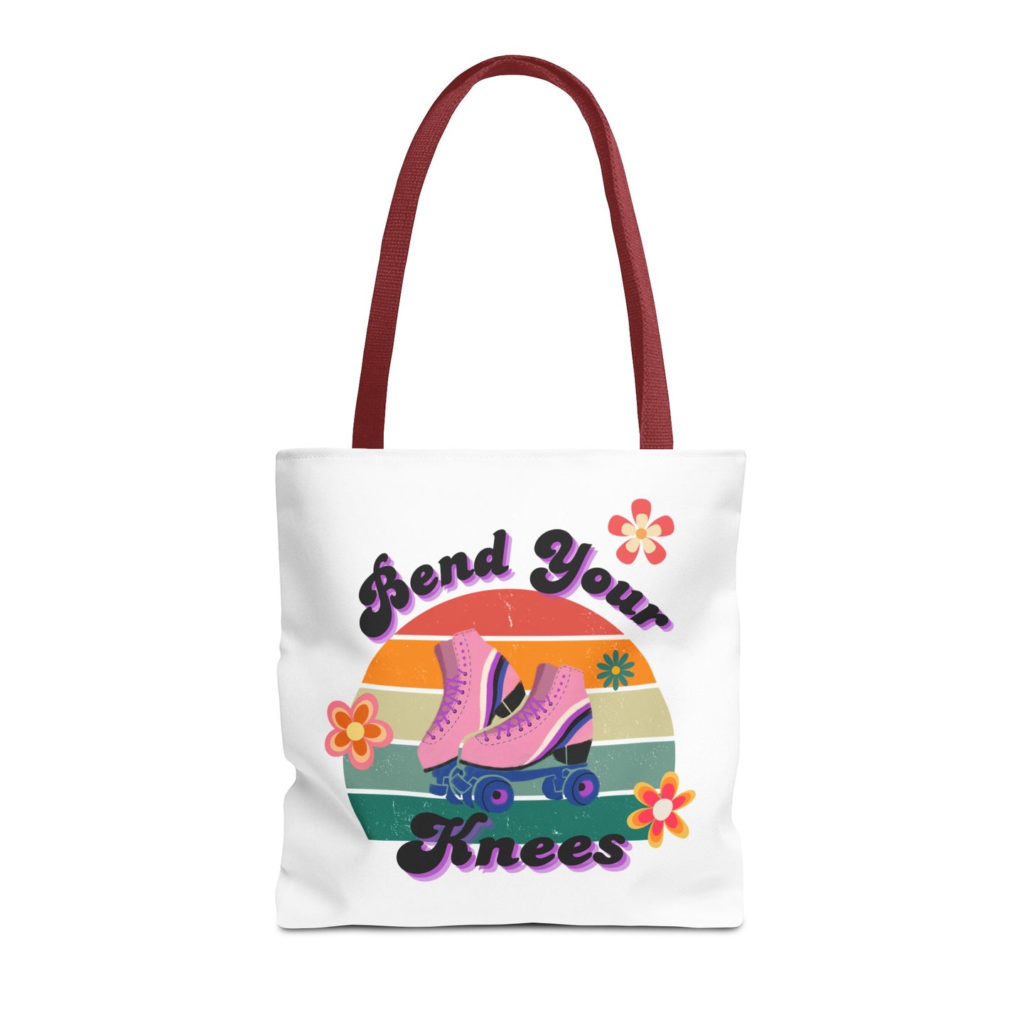Unisex Retro Vibes Bend Your Knees Skate Day Tote Bag - White