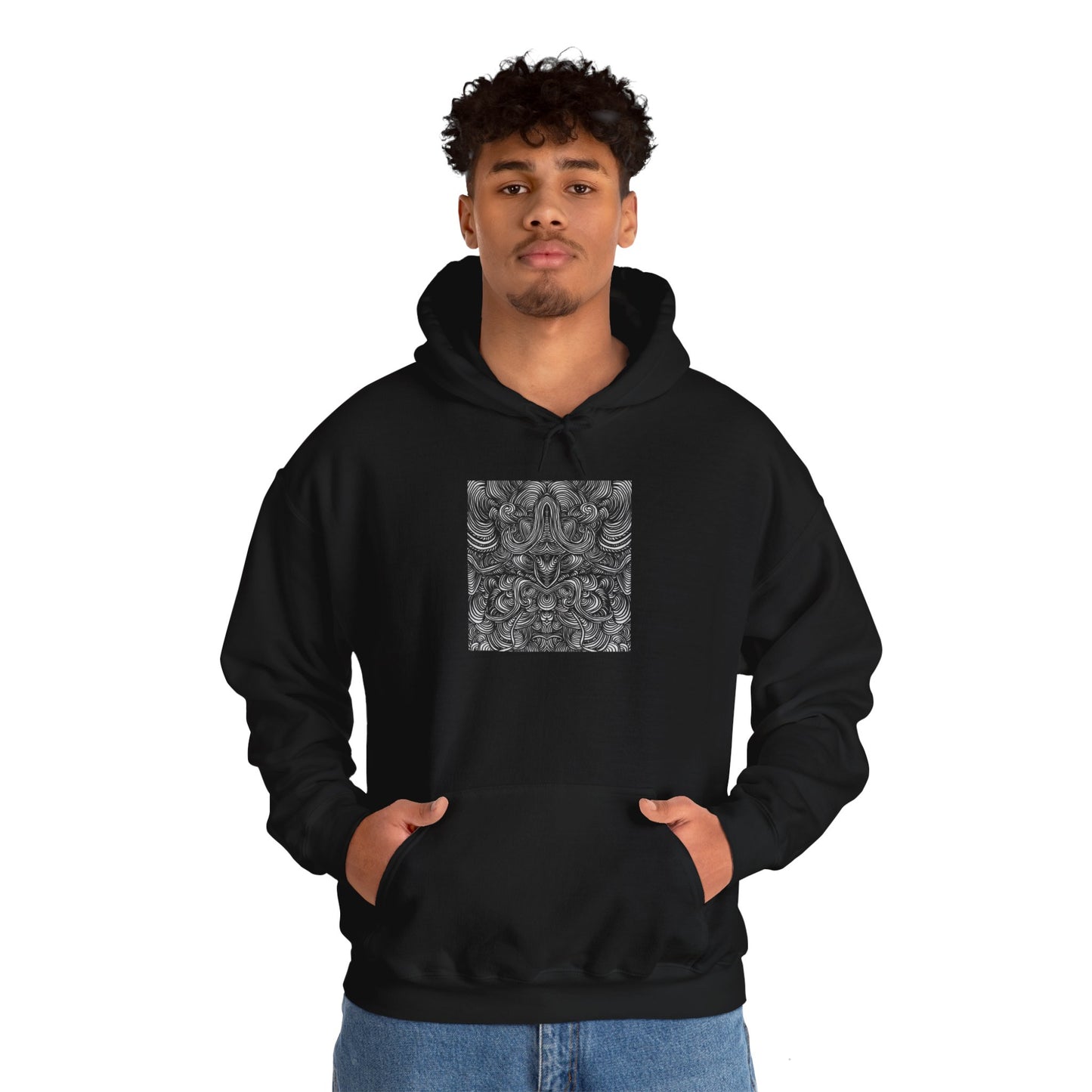 Unisex Heavy Blend™ Original Minimalist Line Art Full Size Hooded Sweatshirt - Liquid