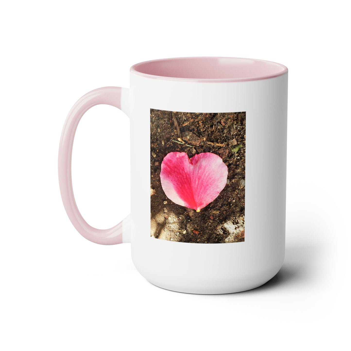 15oz Garden Themed Double Delight Heart Shaped Rose Petal Coffee Mug