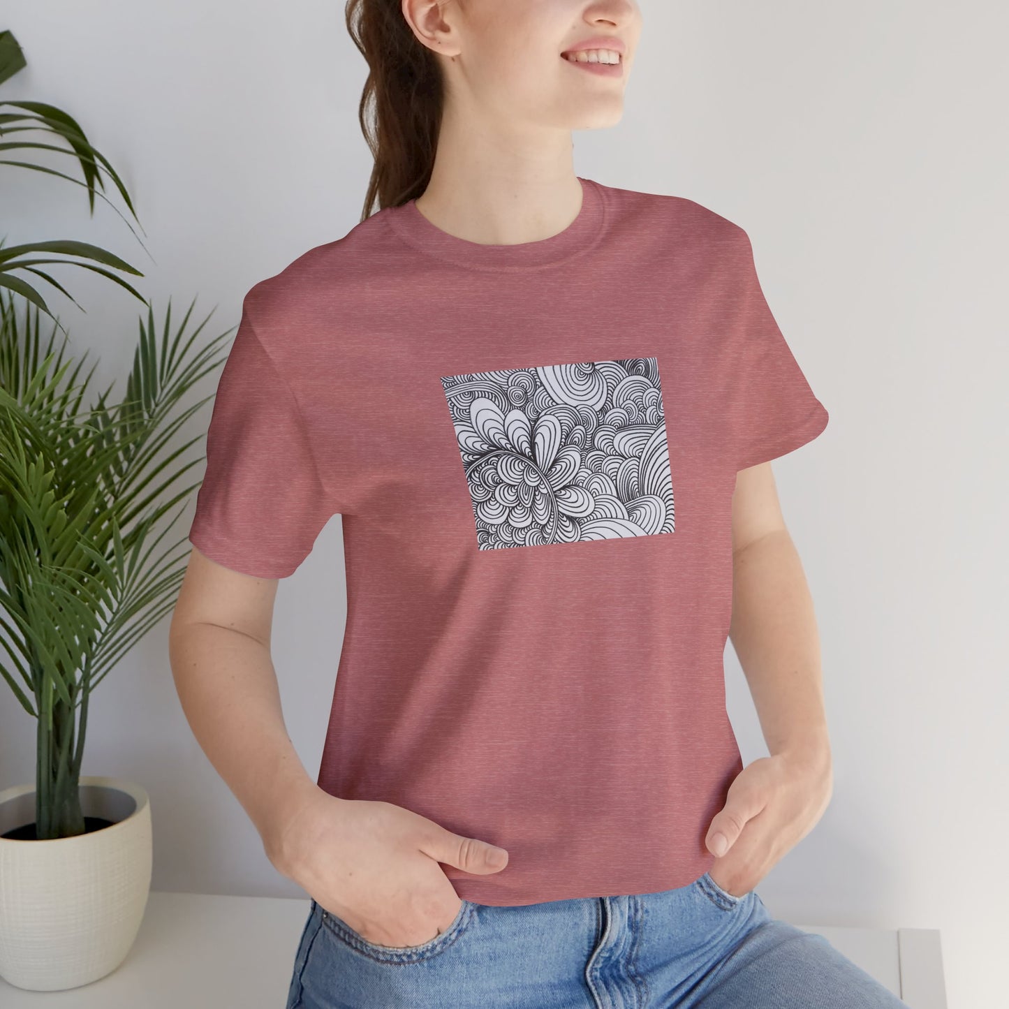Unisex Original Healing Mesmerizing Line Art T-Shirt - Apricots Noir