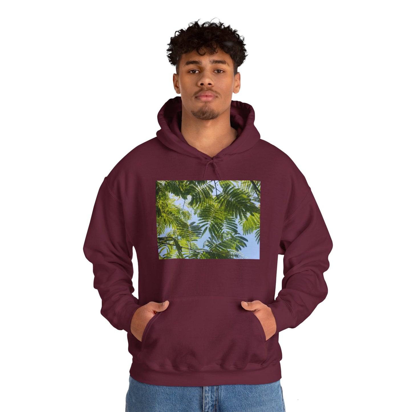 Unisex Heavy Blend™ Original Print Silk Canopy Crewneck Hooded Sweatshirt