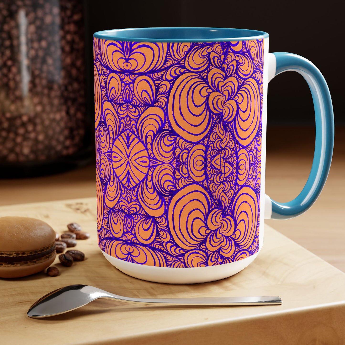 15oz Original Line Art Coffee Mug - Puzzle Panels 2 Color Pop Run