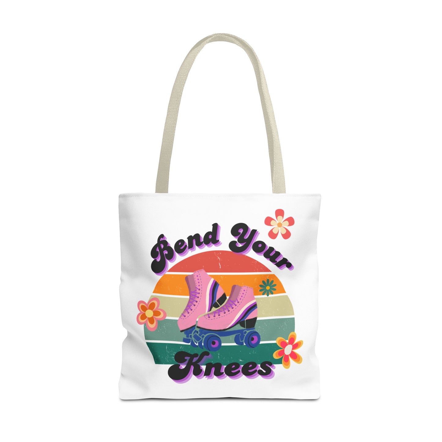Unisex Retro Vibes Bend Your Knees Skate Day Tote Bag - White