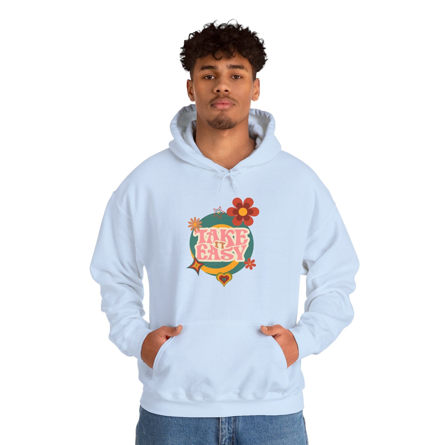 Unisex Heavy Blend™ Retro Vibes Take It Easy Hooded Sweatshirt