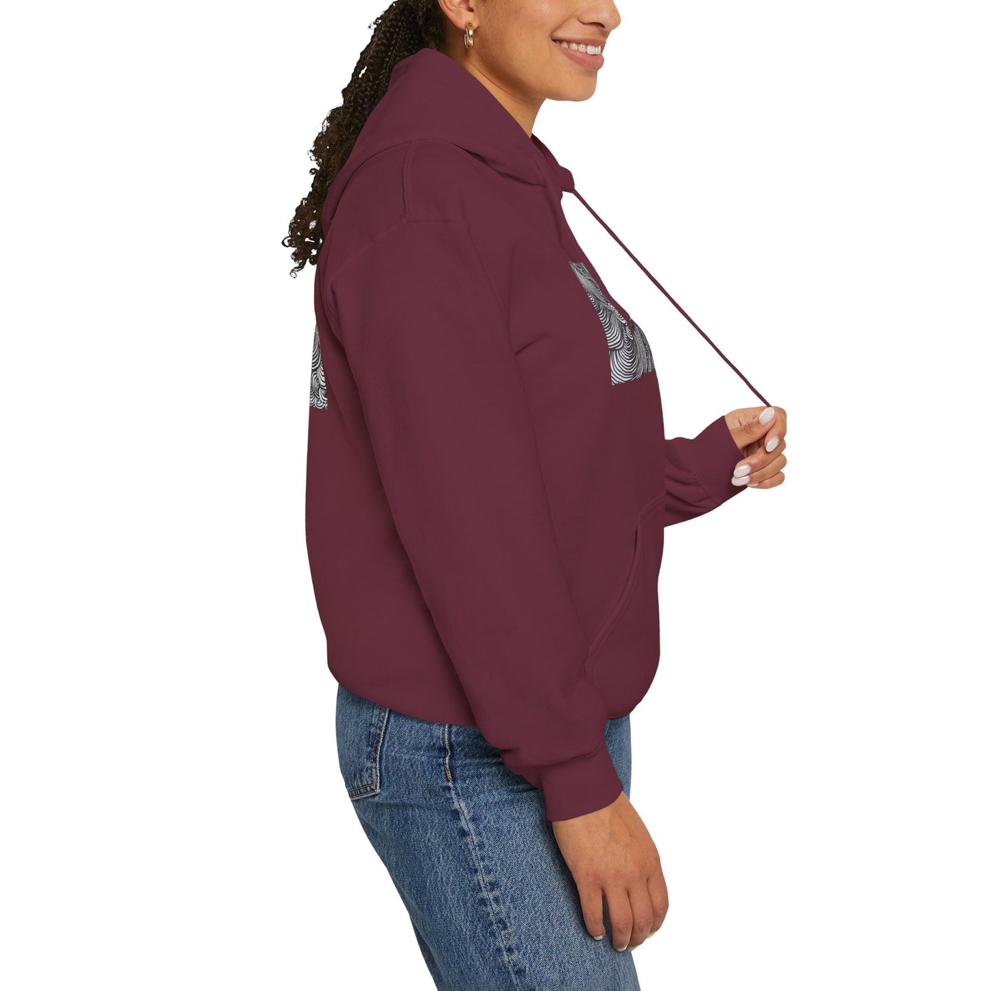 Unisex Heavy Blend™ Original Minimalist Line Art Midsize Print Hooded Sweatshirt - Liquid