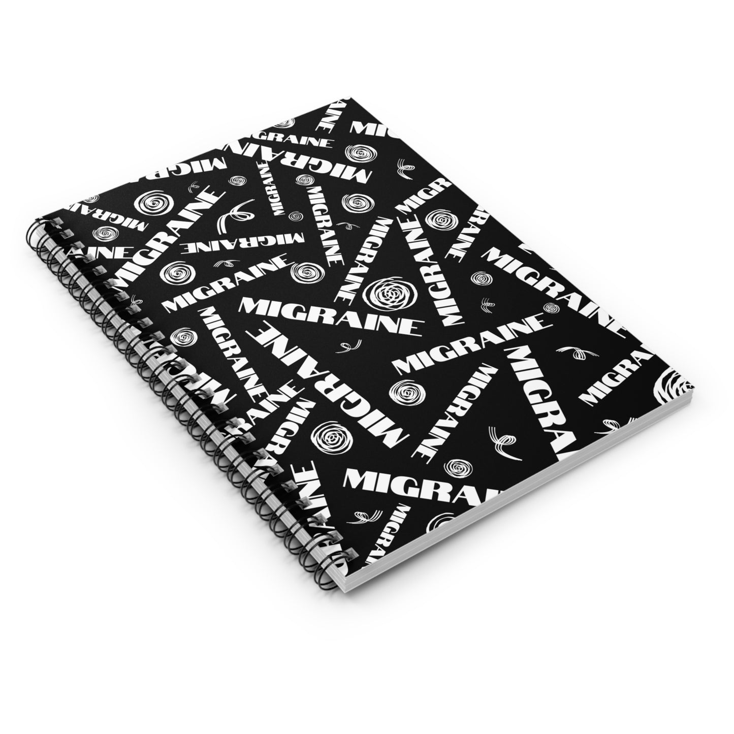 Spiral 118 Page Migraine Day Word Scramble Notebook - Black