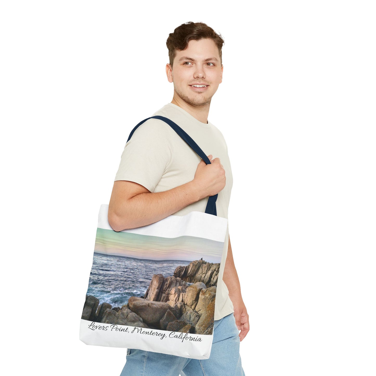 Unisex Travel Tote Bag Monterey California Scenic View Lovers Point Bay Area Keepsake Tote Bag Ocean View Nature Inspired Travel Gift Idea