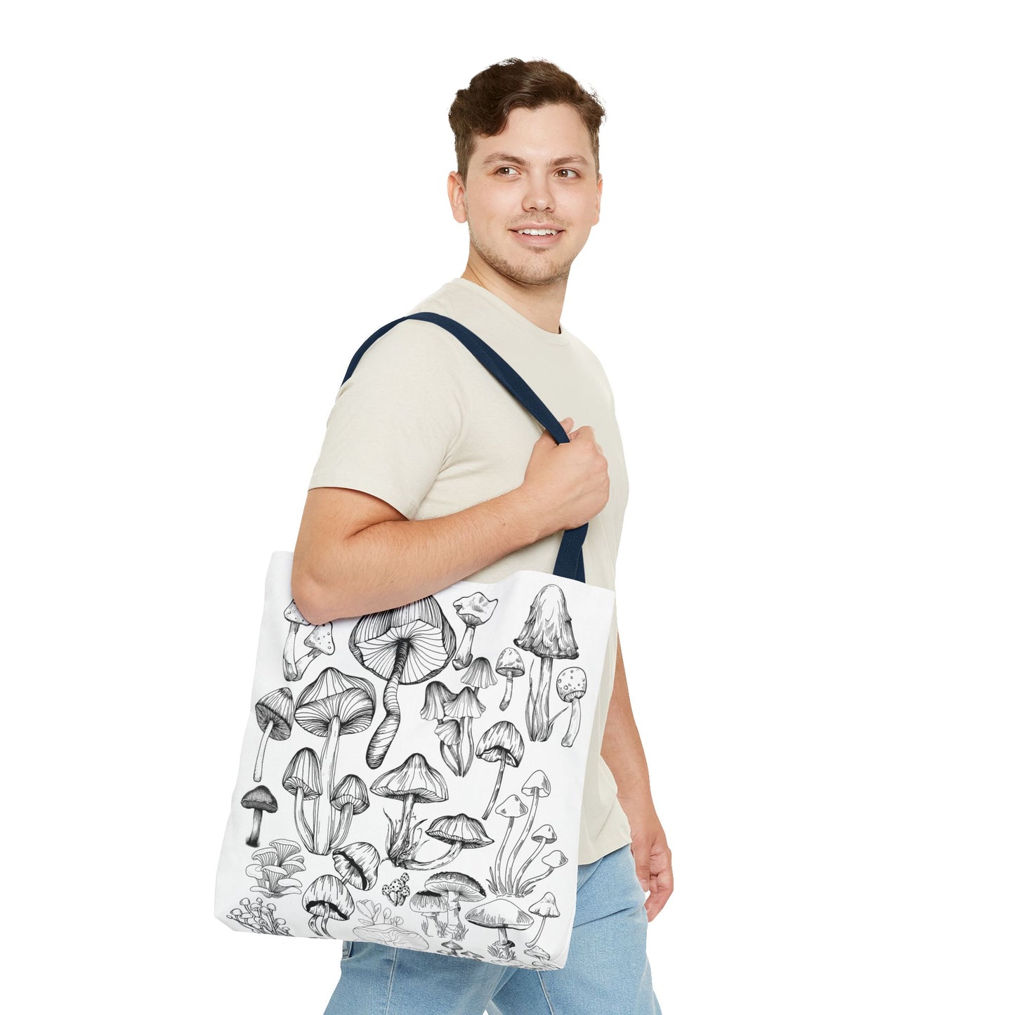 Unisex Mushroom Lover Fungi Print Toadstool Mycology Tote Bag