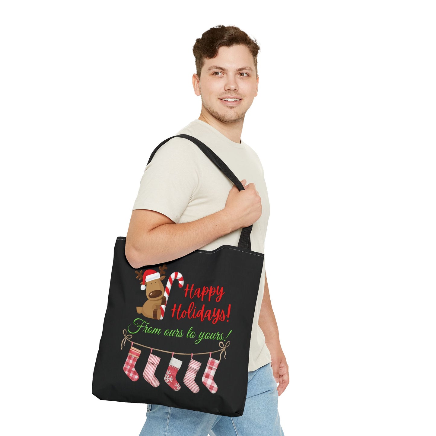 Unisex Happy Holidays From Ours To Yours Christmas Stockings and Dog Tote Bag