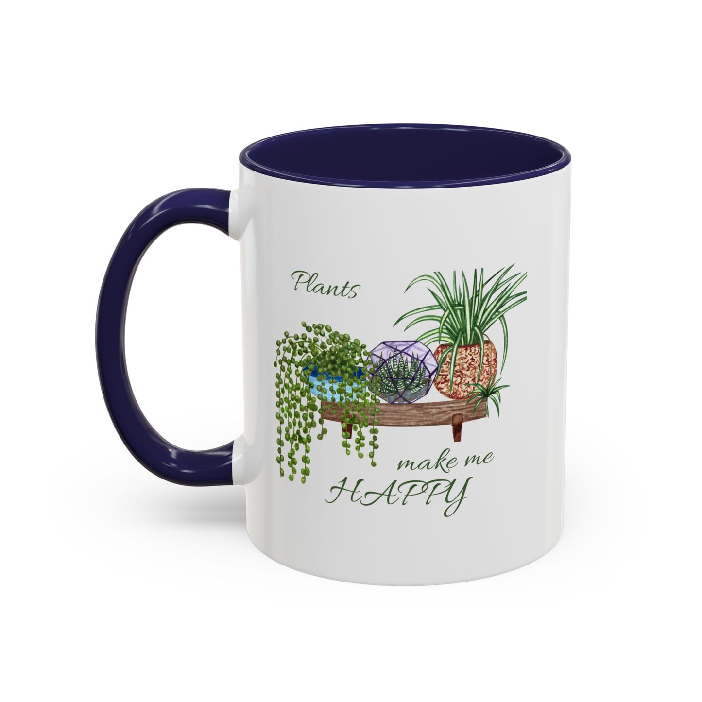 11oz Garden Themed Plants Make Me Happy Two Tone Coffee Mug