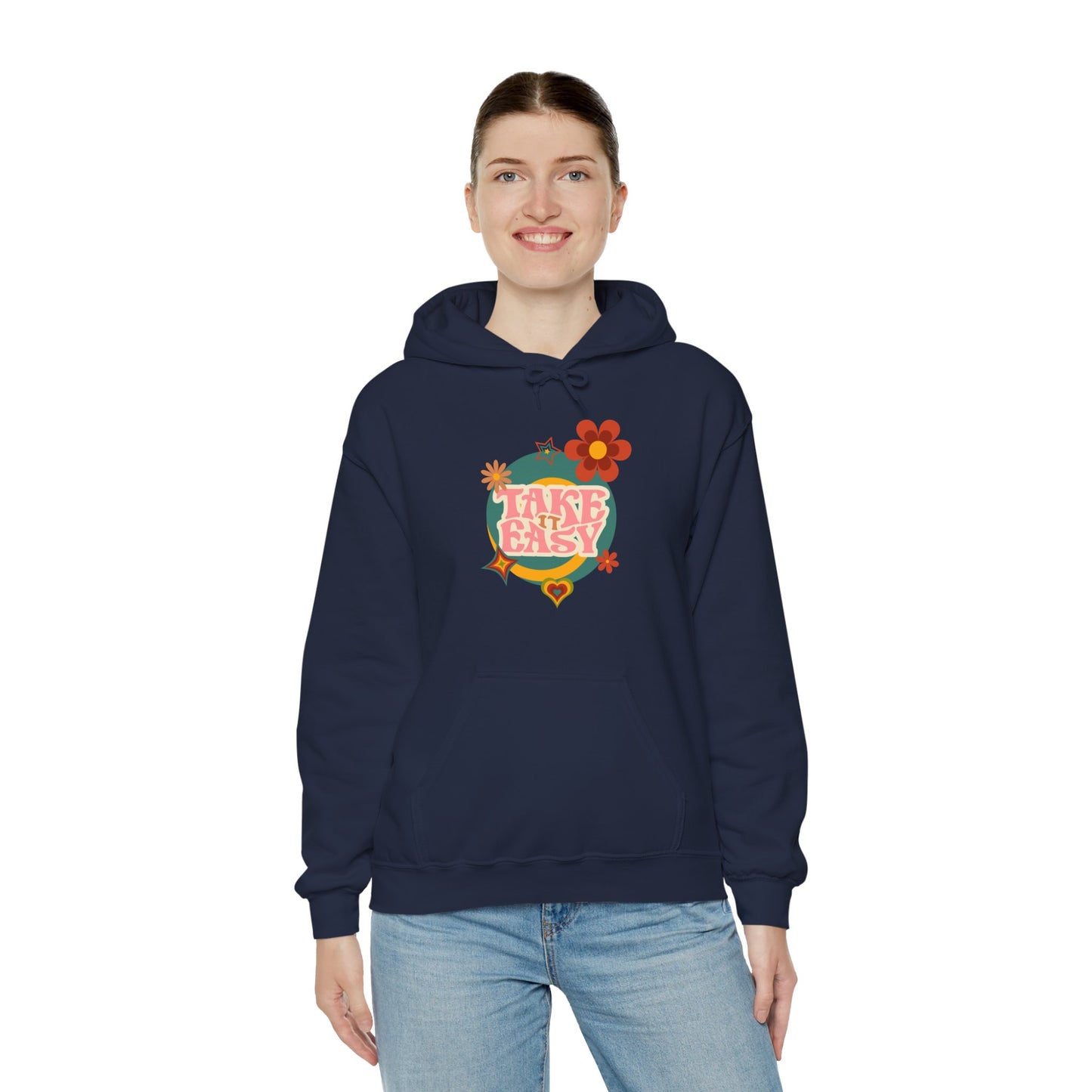 Unisex Heavy Blend™ Retro Vibes Take It Easy Hooded Sweatshirt
