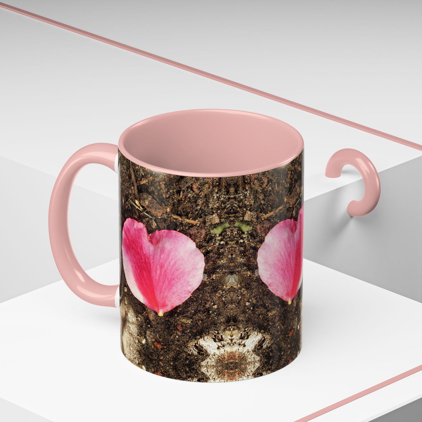 11oz/15oz Garden Themed Double Delight Heart Shaped Rose Petal Coffee Mug