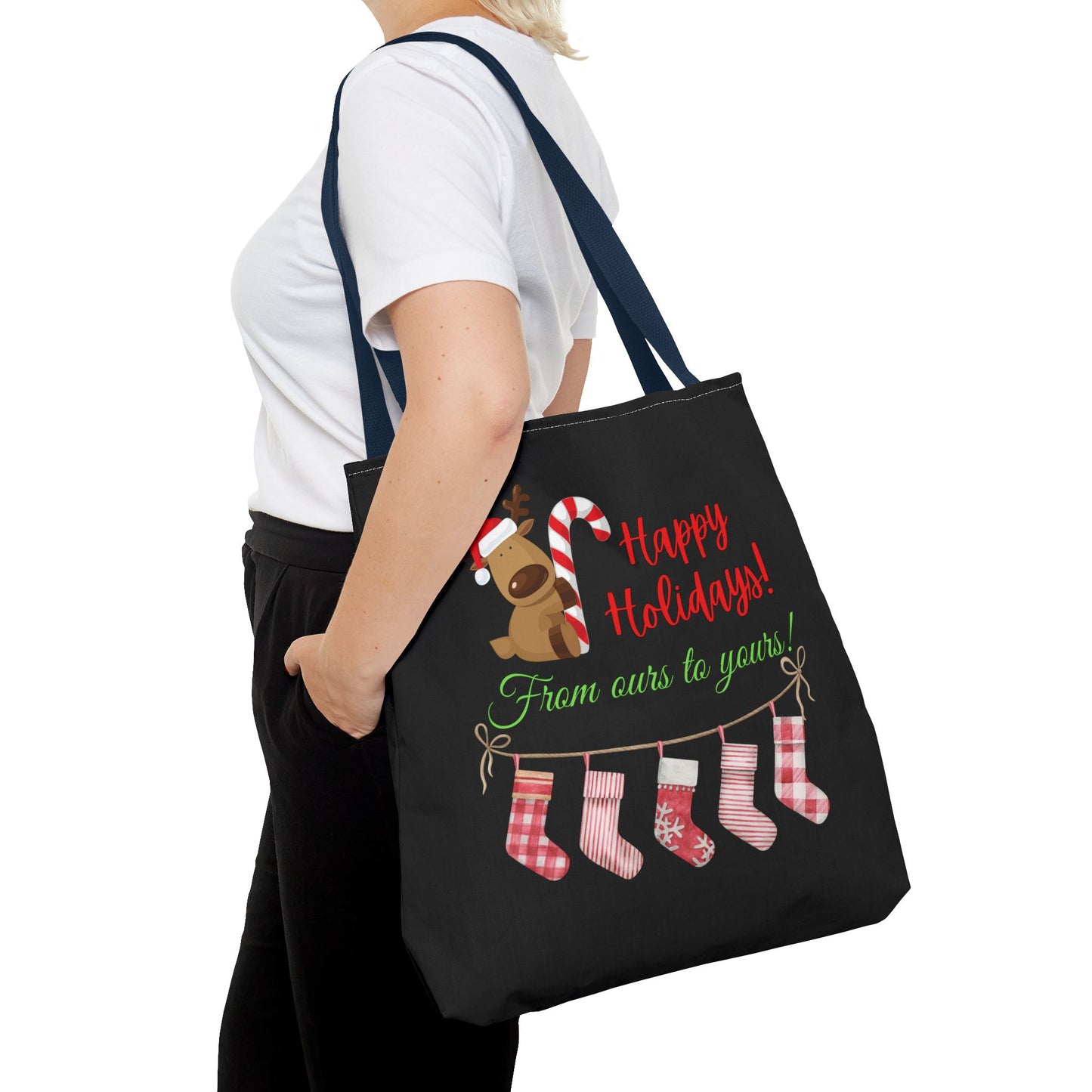 Unisex Happy Holidays From Ours To Yours Christmas Stockings and Dog Tote Bag