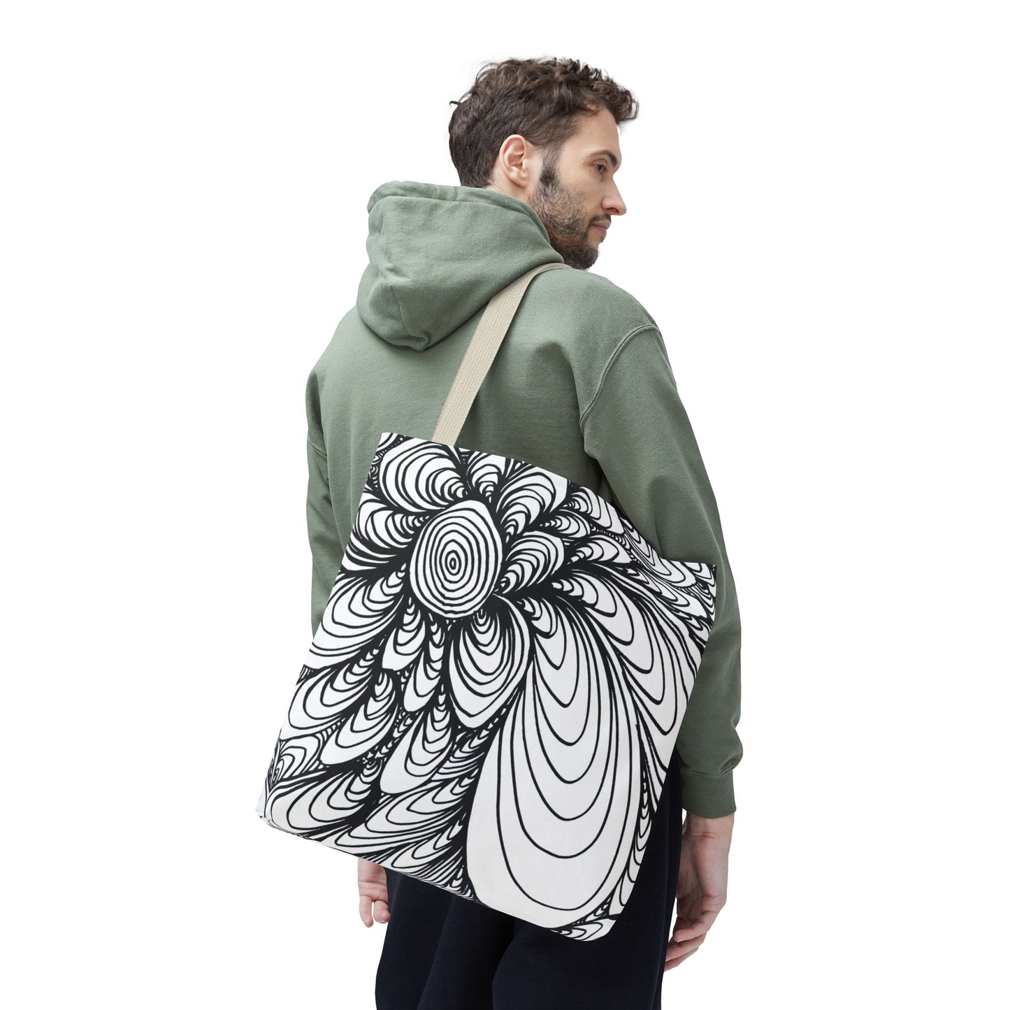 Unisex Original Doodle Art All Over Print Tote Bag - Apricots Noir