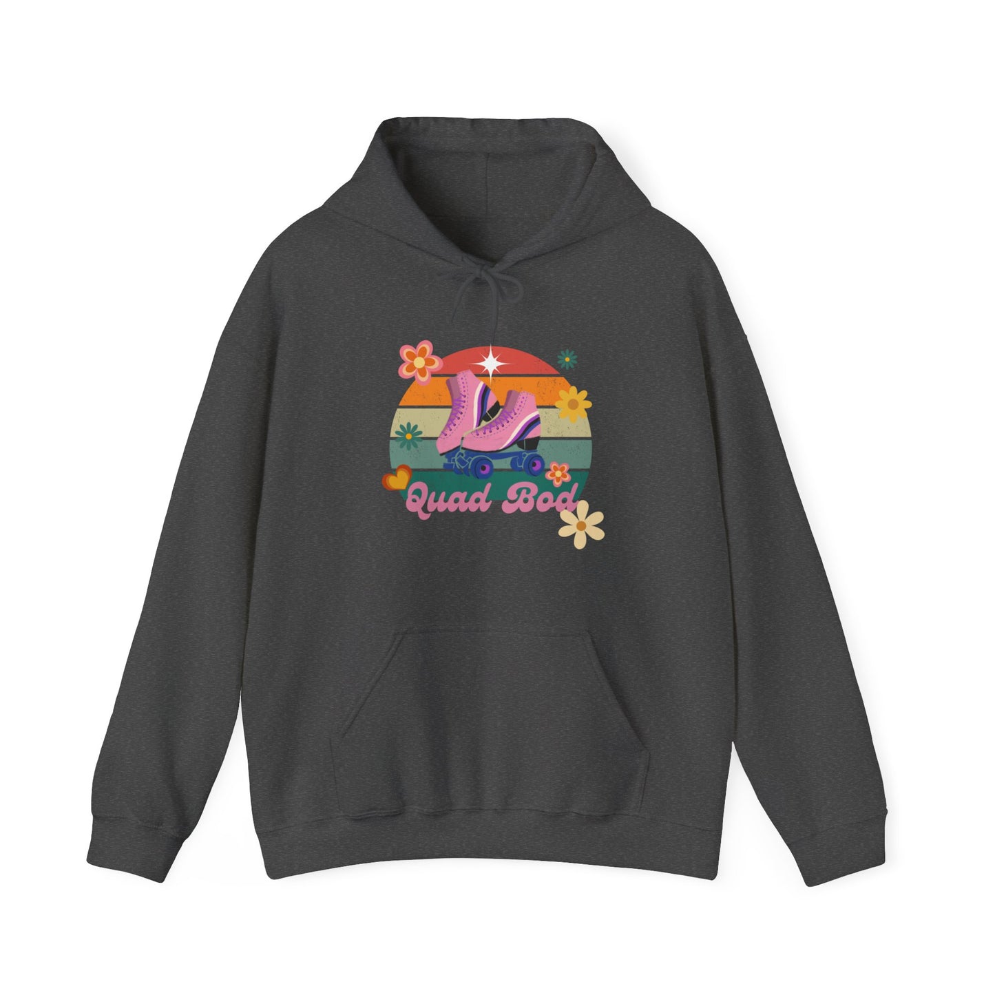 Unisex Heavy Blend™ Quad Bod Retro Vibes Rollerskater Hooded Sweatshirt