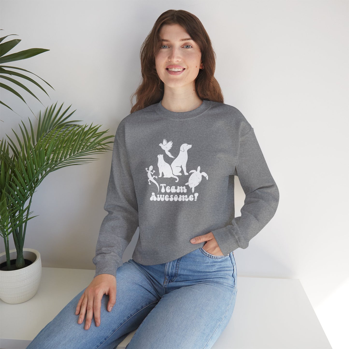 Unisex Animal Lover Lizard Cat Bird Dog Turtle Team Awesome Sweatshirt