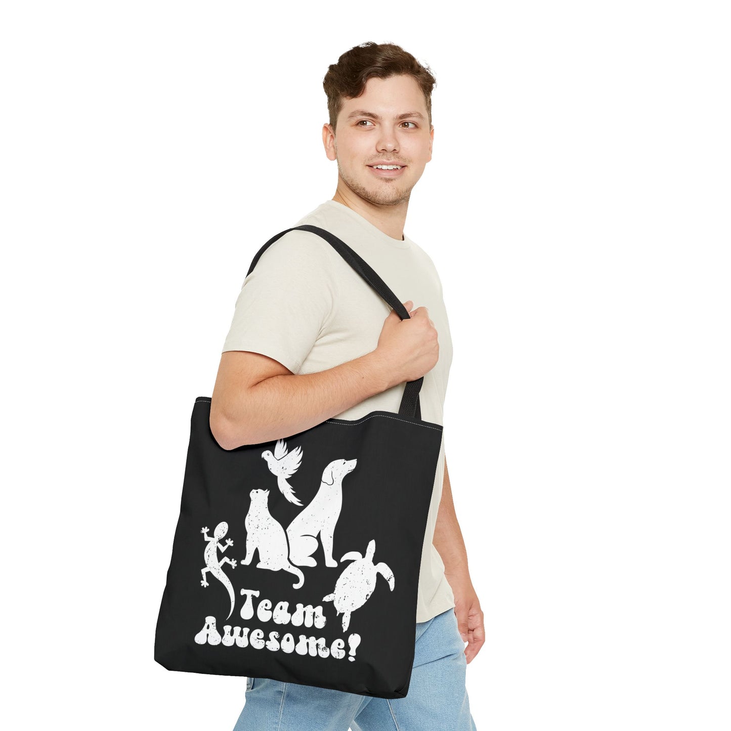 Unisex Animal Lover Lizard Cat Bird Dog Turtle Team Awesome Tote Bag