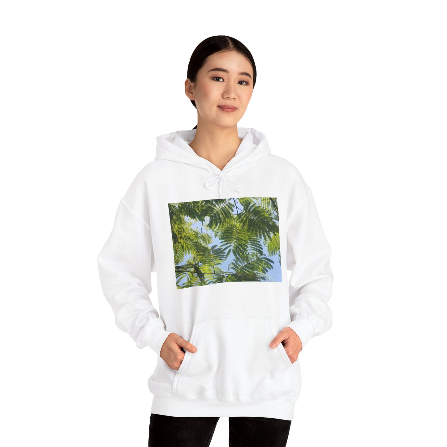 Unisex Heavy Blend™ Original Print Silk Canopy Crewneck Hooded Sweatshirt