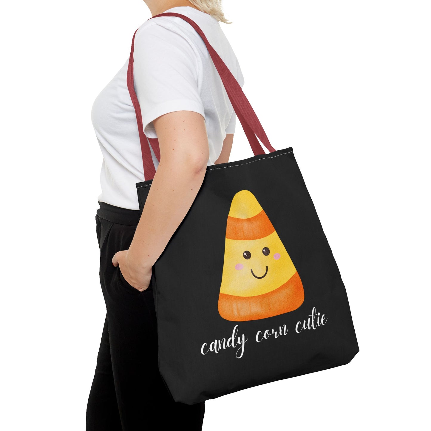 Cute Candy Corn Halloween Tote Bag Spooky Season Tote Trick or Treating Candy Bag Fall Themed Reusable Lunch Tote